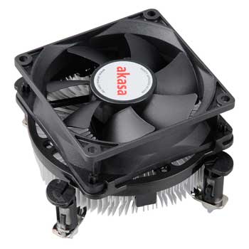 Akasa AK-CCE-7102EP CPU Cooler, 1x Ultra Quiet 80mm PWM Fan, Top Flow, Aluminium, Intel LGA775/LGA115X