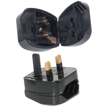 Xclio UK Mains Plug Converter, EU 2-pin to UK 3-pin, 3A, 200W, Black