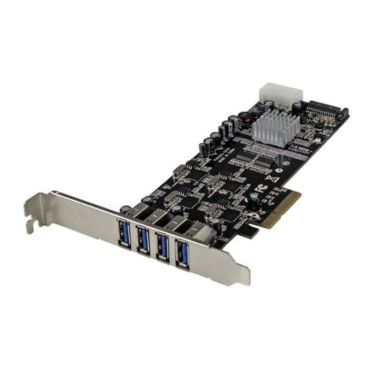 StarTech.com 4 Port StarTech.com Quad Bus PCI Express (PCIe) SuperSpeed USB 3.0 Card Adapter with UASP - SATA/LP4 Power