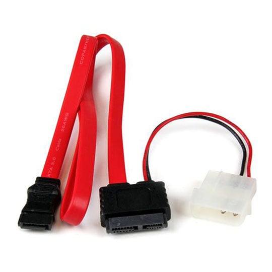 StarTech.com 50cm StarTech.com SLSATAF20, Slimline SATA III to SATA III with LP4 Power Cable, 6Gbps, Red