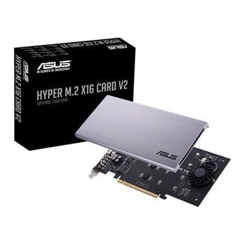 ASUS HYPER M.2 Card V2, PCIe 3.0 x16, 4x M.2 PCIe 2242/60/80/110 Slots, Upto 128Gbps, Intel VROC + AMD Ryzen Support