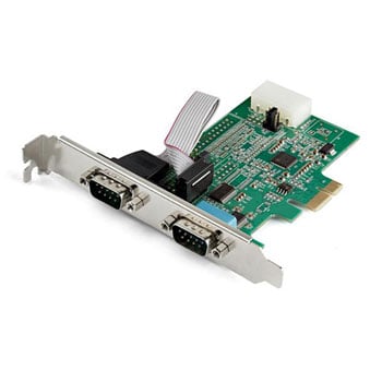 StarTech.com 2-Port RS232 Serial PCIe x1 Adapter Card, 256-byte FIFO Cache, 921.6Kbps