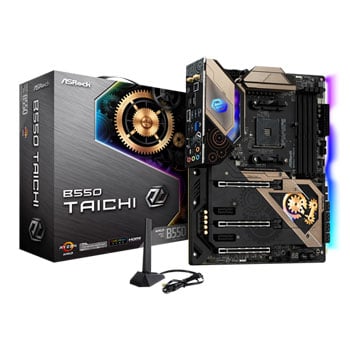 ASRock B550 Taichi Motherboard, AMD B550, S AM4, DDR4, SATA3, PCIe 4.0, Dual M.2, CrossFire, 2.5GbE, ax WiFi/BT5, ATX