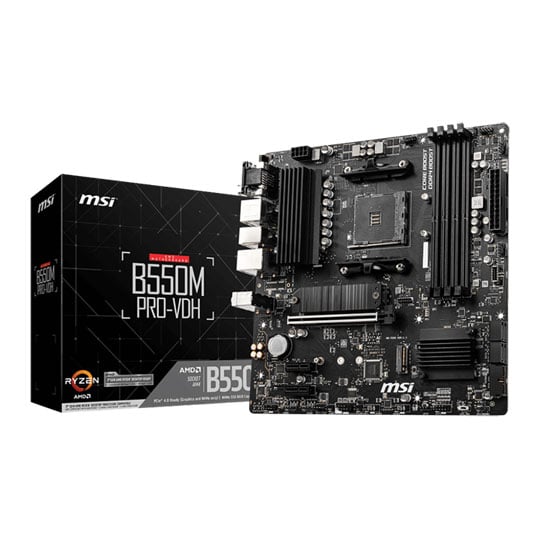 MSI B550M PRO-VDH, AMD B550, AM4, DDR4, PCIe 4.0, Dual M.2, GbE, USB 3.2 Gen 1, Micro-ATX