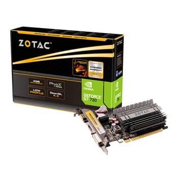 Zotac 4GB Zotac GeForce GT 730 Zone Edition, 384 Cores, 4GB GDDR3, Dual Slot, GPU 902MHz, DVI/VGA/HDMI