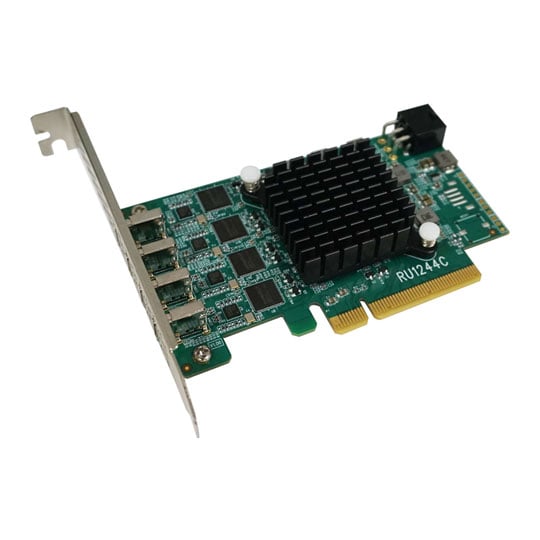 Highpoint RocketU 1244C USB Controller, 4-Port USB 3.2 Gen2 Type-C, Up to 10Gb/s, PCIe 3.0 x8, Native xHCI Support