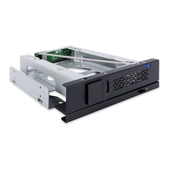 ICY DOCK MB171SP-1B, Tray-less Mobile Rack for 3.5" SATA/SAS HDD into 5.25" Bay, Full Metal Bay, Ventilation Cutouts