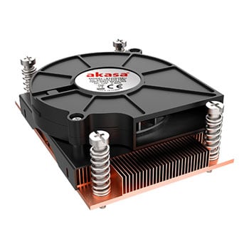 Akasa AK-CC1109BP01 AM4 CPU Cooler, Low Profile, Side Blower Fan, Solid Copper Heatsink, Spring Loaded Screws, 75W TDP