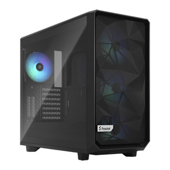 Fractal Design Fractal Meshify 2 RGB, Black, Mid Tower Chassis w/ Tinted Glass Window, 4x 140mm RGB Fans, USB 3.0C, E-ATX/ATX/mATX/mITX