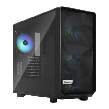Fractal Design Fractal Meshify 2 RGB, Black, Mid Tower Chassis w/ Tinted Glass Window, 4x 140mm RGB Fans, USB 3.0C, E-ATX/ATX/mATX/mITX