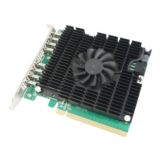 Highpoint RocketU 1488C USB Controller, 8-Port USB 3.2 Type-C, Up to 20Gb/s, PCIe 3.0 x16, Native xHCI Support