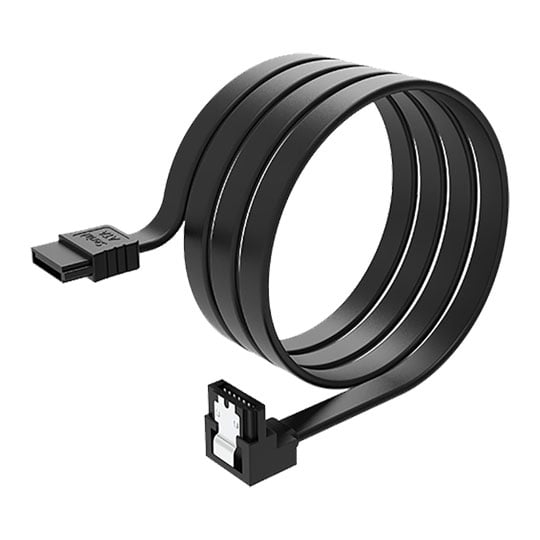 Akasa 1m Akasa Super Slim Right Angle to Straight SATA III Cable, 6Gb/s, 7-Pin, Backwards Compatible, Black
