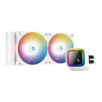 Deepcool LS520 All In One Liquid CPU Cooler, White, ARGB LED Lighting, 2x 120mm PWM Fans, 240mm Radiator, Intel/AMD