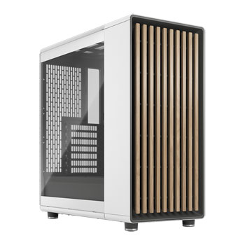 Fractal Design Fractal North Chalk White Mid Tower Chassis, Clear TG Side Panel, 2x 140mm Fans, mITX/mATX/ATX