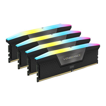 Corsair 64GB (4x16GB) CORSAIR DDR5 Vengeance RGB Black, PC5-51200 (6400), Non-ECC Unbuffered, CAS 32, XMP 3.0, 1.4V