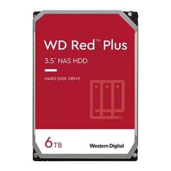 WD 6TB WD Red Plus WD60EFPX NAS Hard Drive, 3.5" HDD, SATA III 6Gb/s, 5400rpm, 256MB Cache, NCQ, OEM