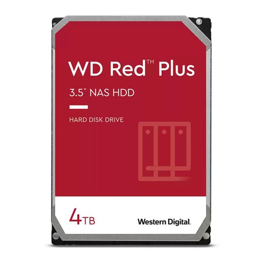 WD 4TB WD Red Plus WD40EFPX NAS Hard Drive, 3.5" HDD, SATA III 6Gb/s, 5400rpm, 256MB Cache, NCQ, OEM