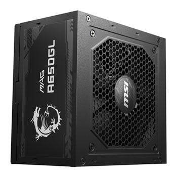 MSI 650W MSI MAG A650GL, Fully Modular, 80PLUS Gold, Single Rail, 54A, 120mm Fan, ATX PSU