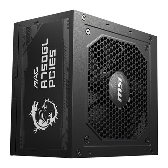 MSI 750W MSI MAG A750GL, Fully Modular, PCIe 5.0 80PLUS Gold, Single Rail, PCIe 5.0, 62A, 120mm Fan, ATX 3.0 PSU