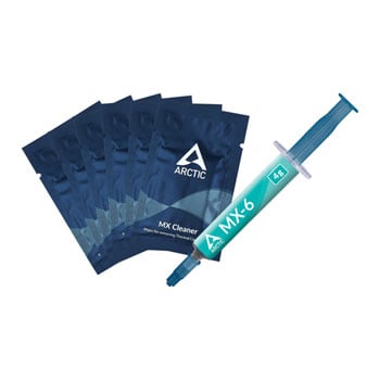 Arctic MX-6 4g Thermal Paste for CPU/GPU with 6x MX Cleaner Wipes, 45.000 Poise, 2.60 g/cm³, Low Thermal Resistance,Grey
