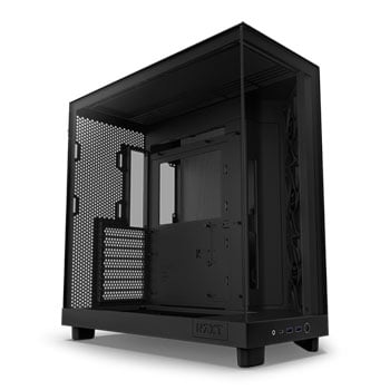 NZXT H6 Flow, Black, Compact Dual-Chamber Chassis w/ Tempered Glass, 3x 120mm Fans, E-ATX/ATX/mATX/mITX