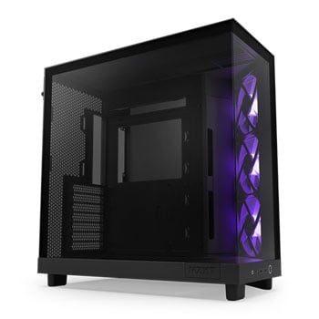 NZXT H6 Flow RGB, lack, Compact Dual-Chamber Chassis w/ Tempered Glass, 3x 120mm RGB Fans, E-ATX/ATX/mATX