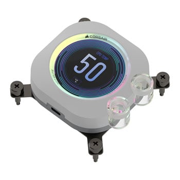 Corsair XC7 RGB Elite White LCD CPU Water Block, 480x480 IPS Screen, 1700/AM4/AM5, 31 ARGB LEDs, Nickel/Copper