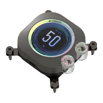 Corsair XC7 RGB Elite LCD CPU Water Block, 480x480 IPS Screen, 1700/AM4/AM5, 31 ARGB LEDs, Nickel/Copper Base