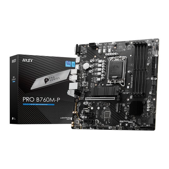 MSI PRO B760M-P, Intel B760, LGA1700, DDR5, SATA3, PCIe 4.0, 2x M.2, GbE, USB 3.2 Gen2, mATX