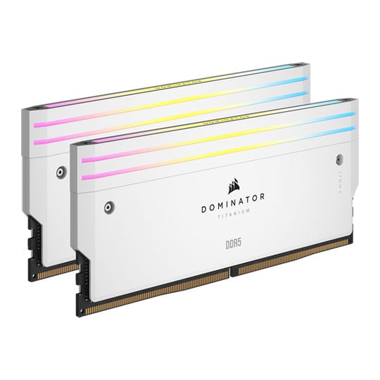 Corsair 64GB (2x32GB) CORSAIR DDR5 DOMINATOR Titanium RGB White, PC5-52800 (6600), Non-ECC Unbuffered, CAS 32, XMP 3.0, 1.4V