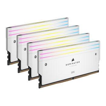Corsair 64GB (4x16GB) CORSAIR DDR5 DOMINATOR Titanium RGB White, PC5-48000 (6000), Non-ECC Unbuffered, CAS 36, XMP 3.0, 1.35V