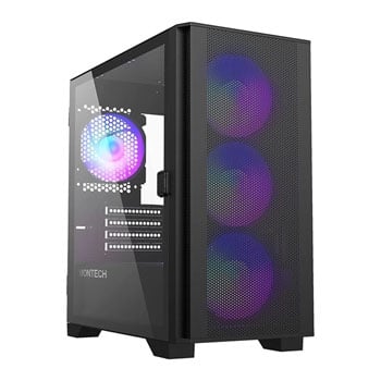 Montech AIR 100 ARGB Case, Black, micro-ATX Chassis Tempered Glass Window, 4x 120mm ARGB Fans &amp; Controller mATX/mini-ITX
