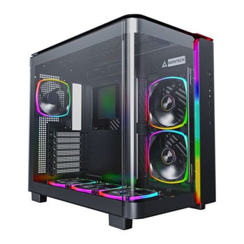 Montech KING 95 PRO Mid Tower Chassis, Black, Dual Chamber, 2x 140mm/4x 120mm ARGB Fans, 10-Port Fan Hub, ATX/mATX/mITX