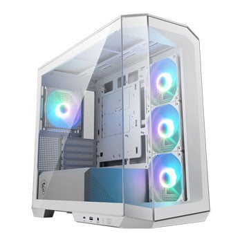 MSI MAG PANO M100R PZ, White, Micro-ATX Chassis w/ Tempered Glass Window, 4x 120mm ARGB Fans, USB 3.0, mATX/mITX