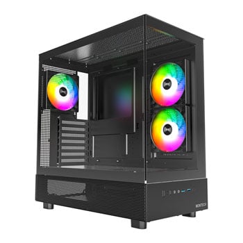 Montech XR Dual Window Compact Mid Tower Chassis, Black, 3x 120mm ARGB Fans, 2x USB 3.0, 1x USB TYPE-C, ATX/mATX