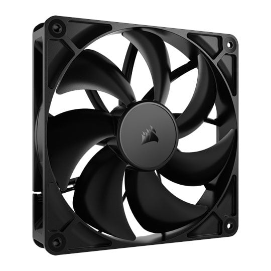 Corsair 140mm CORSAIR RS140 PWM Fan, 1700RPM, 95.5 CFM Daisy-Chain 4-Pin PWM, AirGuide Cooling, MD Bearing, Black