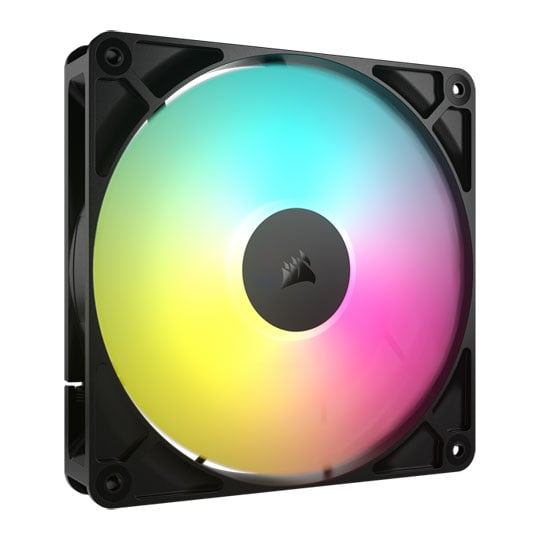 Corsair 140mm CORSAIR RS140 ARGB, 1700RPM, 95.5 CFM, Daisy-Chain 4-Pin PWM, AirGuide Cooling, MD Bearing, Black