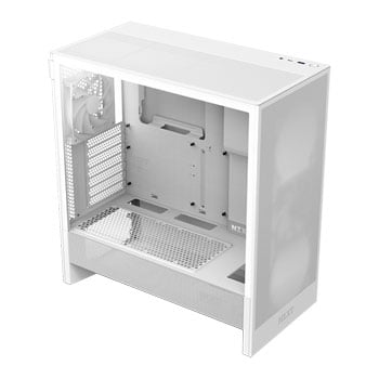 NZXT H5 Flow, White, Mid Tower Chassis w/ Tempered Glass Window, 2x 120mm Fans, USB 3.0, E-ATX/ATX/mATX/mITX