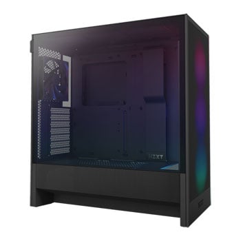 NZXT H5 Flow RGB, Black, Mid Tower Chassis w/ Tempered Glass Window, 4x 120mm ARGB Fans, USB-C, E-ATX/ATX/mATX