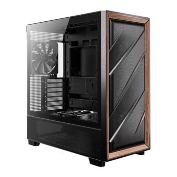Antec Flux, Black/Wood, Mid Tower Chassis w/ Tempered Glass, 4x 120mm/1x 140mm Fans, USB Type-C, E-ATX/ATX/mATX/mITX