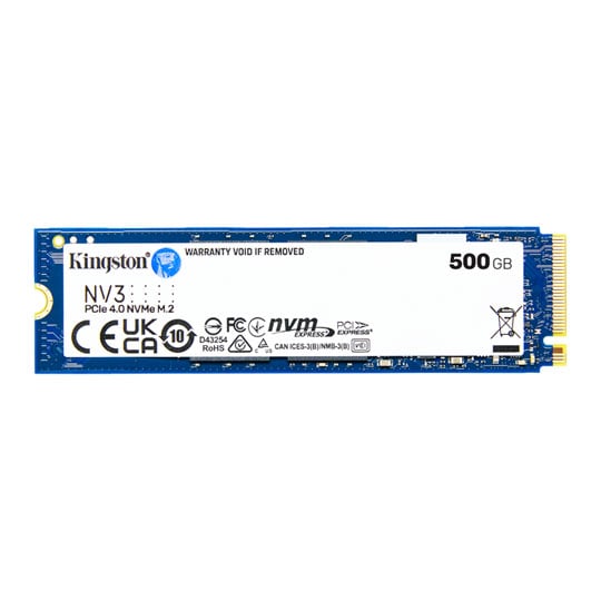 Kingston 500GB Kingston NV3 M.2 (2280) PCIe 4.0 (x4) NVMe SSD, 3D NAND, 5000MB/s Read, 3000MB/s Write