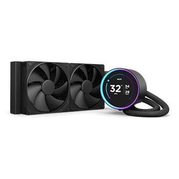 NZXT Kraken Elite 240 Black, 240mm All-In-One Hydro CPU Cooler, 2x 120 PWM Fans, 2.72" IPS LCD Screen, Intel/AMD