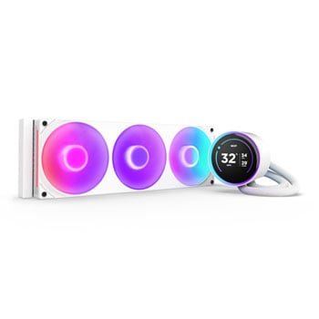 NZXT Kraken Elite 360 RGB White, 360mm All-In-One Hydro CPU Cooler, 3x 120 RGB Fans, 2.72" IPS Screen, Intel/AMD