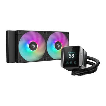 Deepcool MYSTIQUE 240 ARGB AIO CPU Cooler, 2.8" TFT Display, 2x 120mm PWM Fans, Copper/Aluminium, Intel/AMD, Black