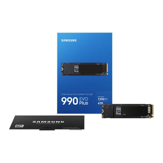 Samsung 4TB Samsung 990 EVO Plus, M.2 (2280) PCIe 4.0, NVMe SSD, 3D V-NAND TLC, 7250MB/s Read,6300MB/s Write, 1050k/1400k IOPS