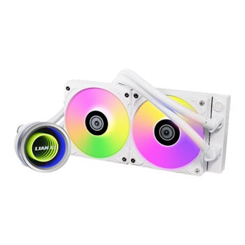 Lian Li Galahad II Trinity 240mm AIO Liquid CPU Cooler, White, 2 x 120mm ARGB Fans, Aluminium