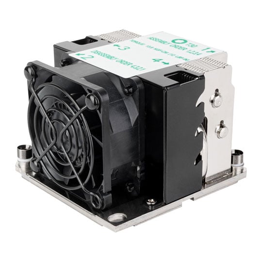 SilverStone XE02-3647S B Server CPU Cooler, Square 3647, Socket P, 60mm Fan, 4 Copper Heatpipes, 4-Pin PWM, 2U, Black