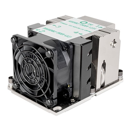 SilverStone 60mm SilverStone XE02-3647N B Server CPU Cooler, Narrow 3647, Socket P, 4 Copper Heatpipes, 4-Pin PWM, 2U, Black