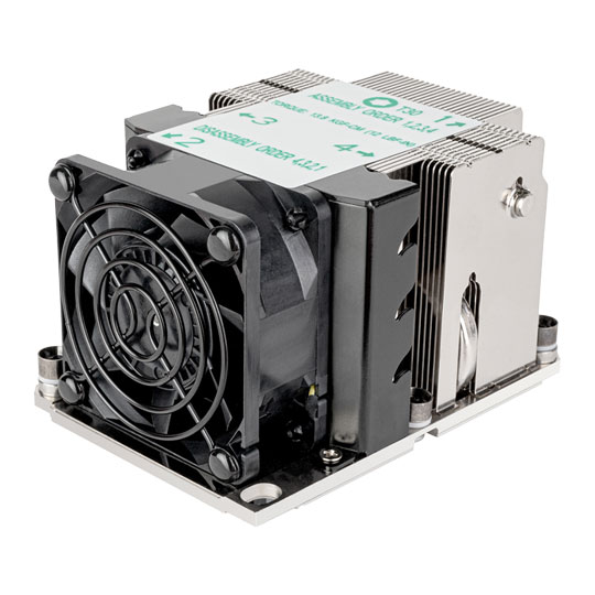SilverStone 60mm SilverStone XE02-3647N B Server CPU Cooler, Narrow 3647, Socket P, 4 Copper Heatpipes, 4-Pin PWM, 2U, Black