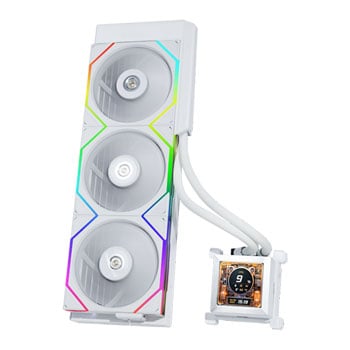 Lian Li Hydroshift LCD 360TL All-in-One Liquid CPU Cooler, White, 3 x 120mm UNI FAN TL, 2.88" LCD IPS Display, Aluminium